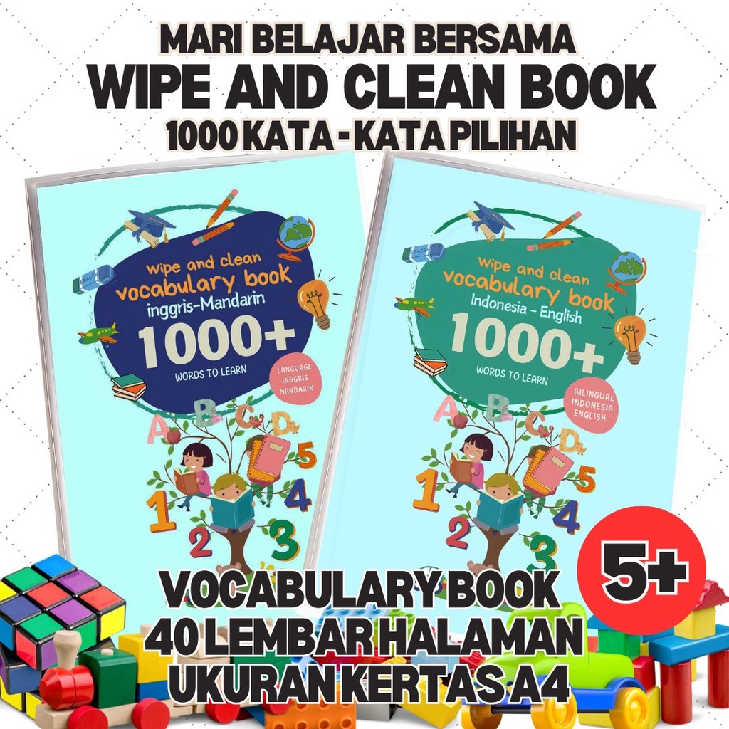 

Activity Book - Wipe & Clean Worksheet Vocabulary Anak - Indonesia English Mandarin 4 5 6 7 Tahun