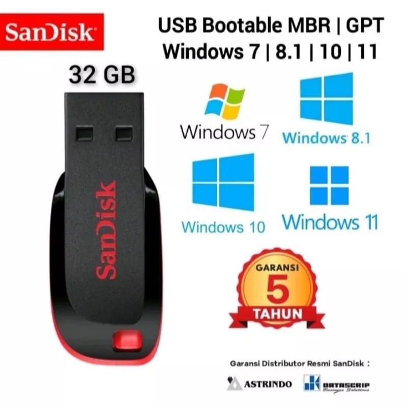 FLASHDISK USB MULTIBOOTABLE WINDOWS XP/7/8.1/10/11 ORIGINAL PLUS DRIVERPACK
