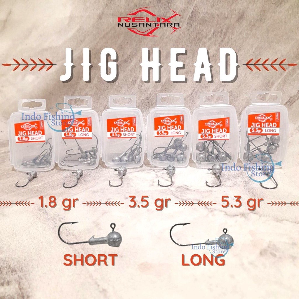 Jig Head Long dan Short dilengkapi dengan hook VMC tajam dan kuat Relix Nusantara mata kail