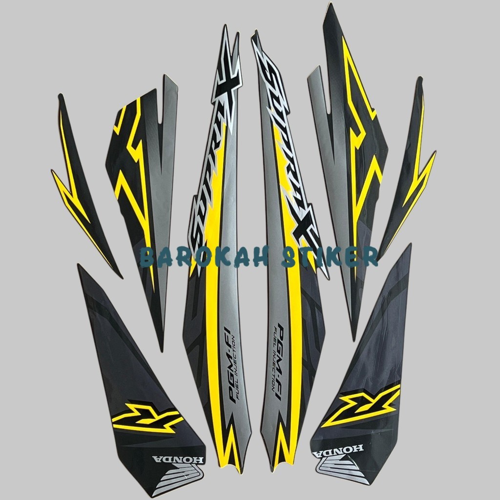 Striping stiker Honda Supra x 125 fi 2018 hitam kuning standart Fullset