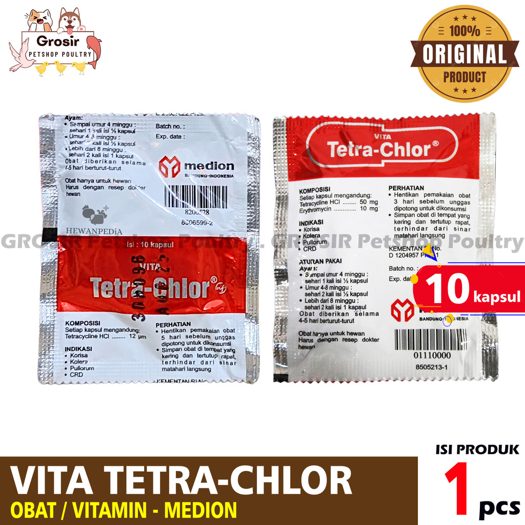 Tetra Chlor Tetrachlor Vita Tetra-chlor Medion Obat Ayam CRD Snot Pilek Ngorok Obat Unggas Ayam Bebe