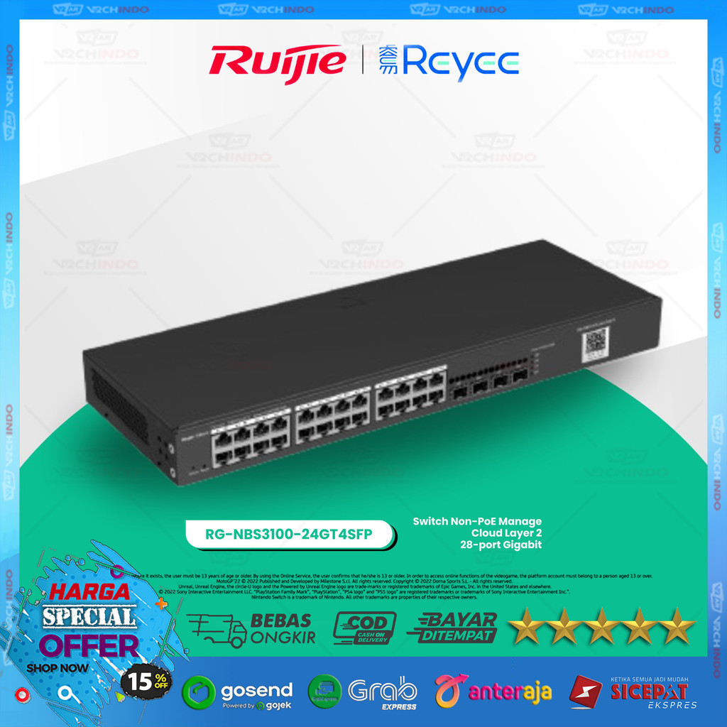 Ruijie RG-NBS3100-24GT4SFP - Managed Switch 24 Port Gigabit + 4 SFP L2 