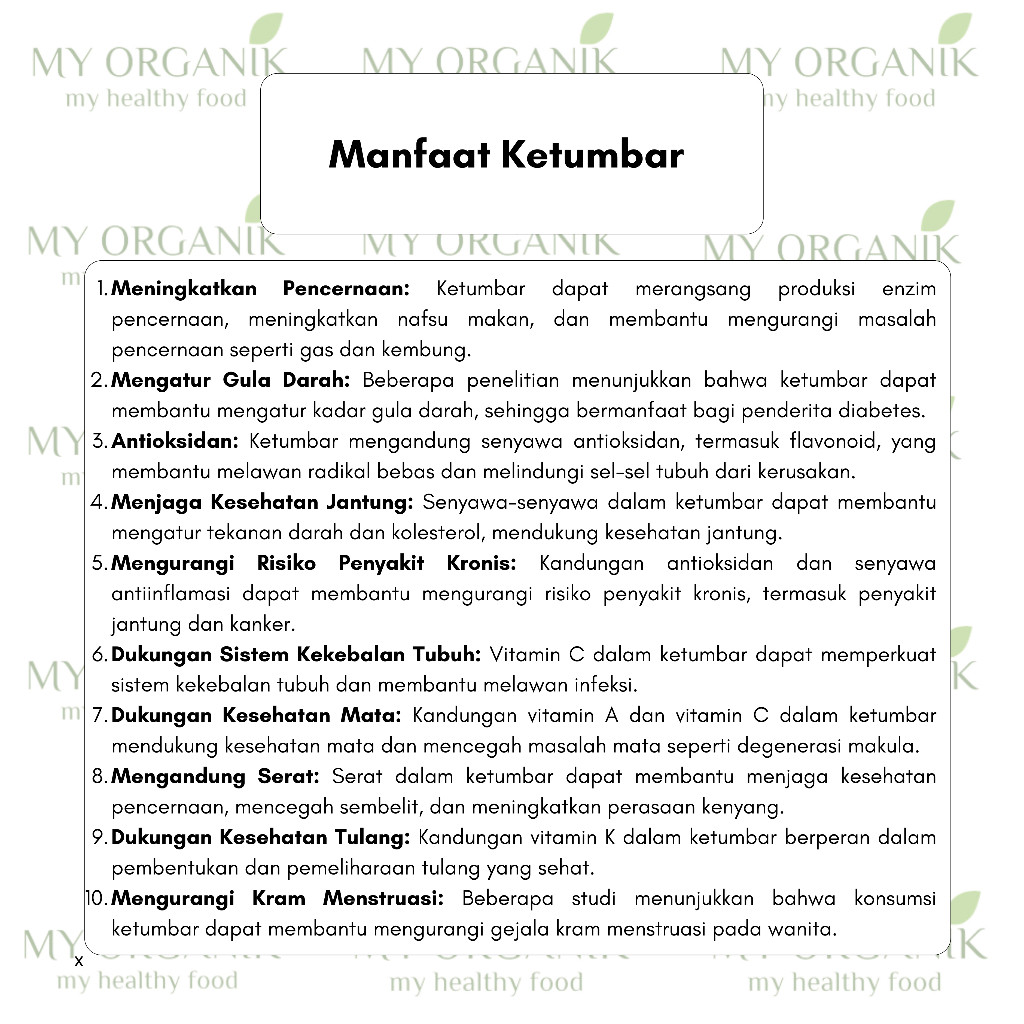 

My Organik Ketumbar Bubuk Murni Organik - Coriander Powder 50gr 100gr 150gr