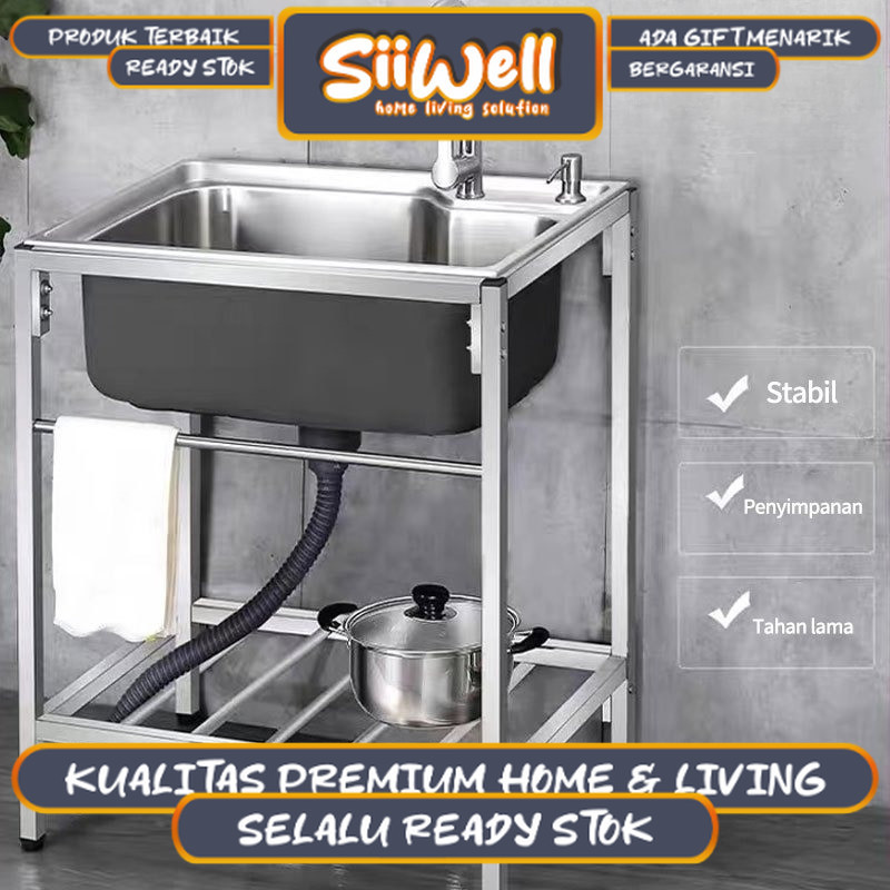 meja cuci piring SUS 304 Bak Stainless Steel  7540  Kitchen sink Modern Kitchen Sink rak kompor dan 