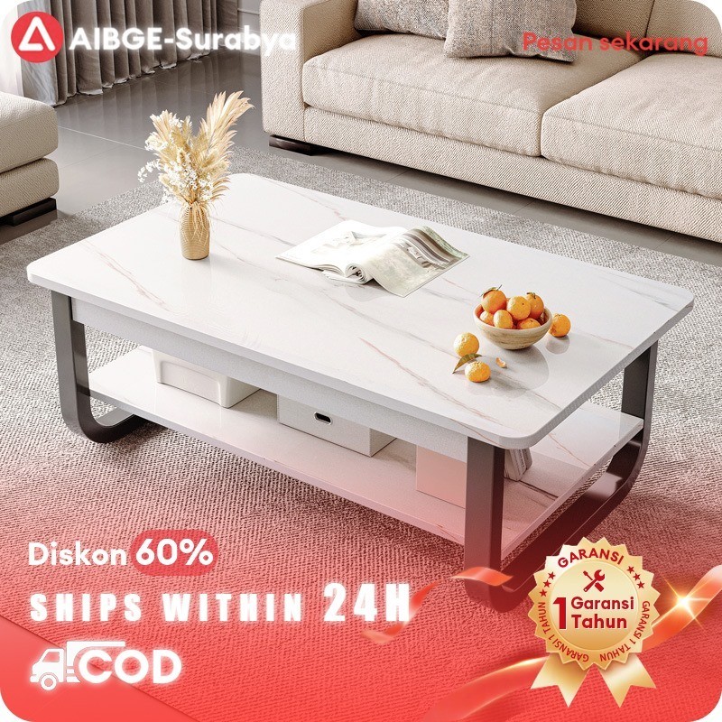 Meja Tamu Minimalis Meja Ruang Tamu Meja Motif Marmer Solid 120x60x42CM