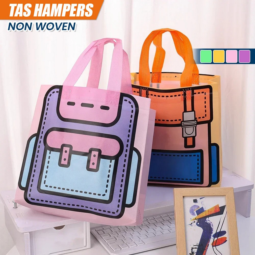 

[GLD] Tas Hampers Non Woven Anti Air Motif Tas Sekolah Lucu Uk. 22x22x9cm Goodie Bag / Hand Bag Ulang Tahun Snack Bag Packaging Lipat Eco Friendly Bag Stockami T59