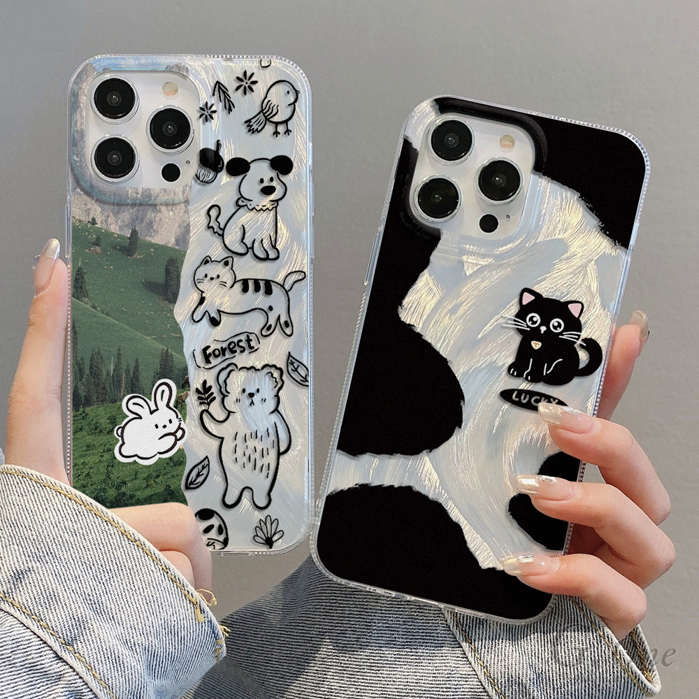 Hewan Garis bulu anti jatuh TPU cangkang keras hp case for iPhone 16 Pro max 11 13 15 14 12 ProMax 1