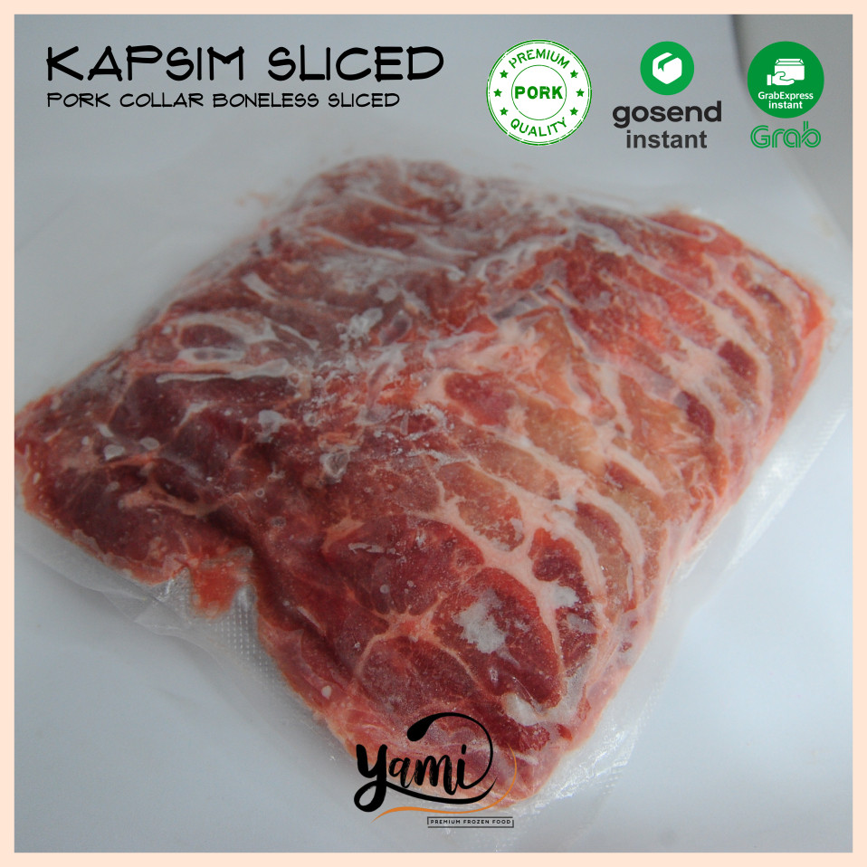 

NEW [YAMI] Kapsim Sliced Pork Collar Boneless Sliced 2mm, 5mm, 1cm 500gr PREMIUM