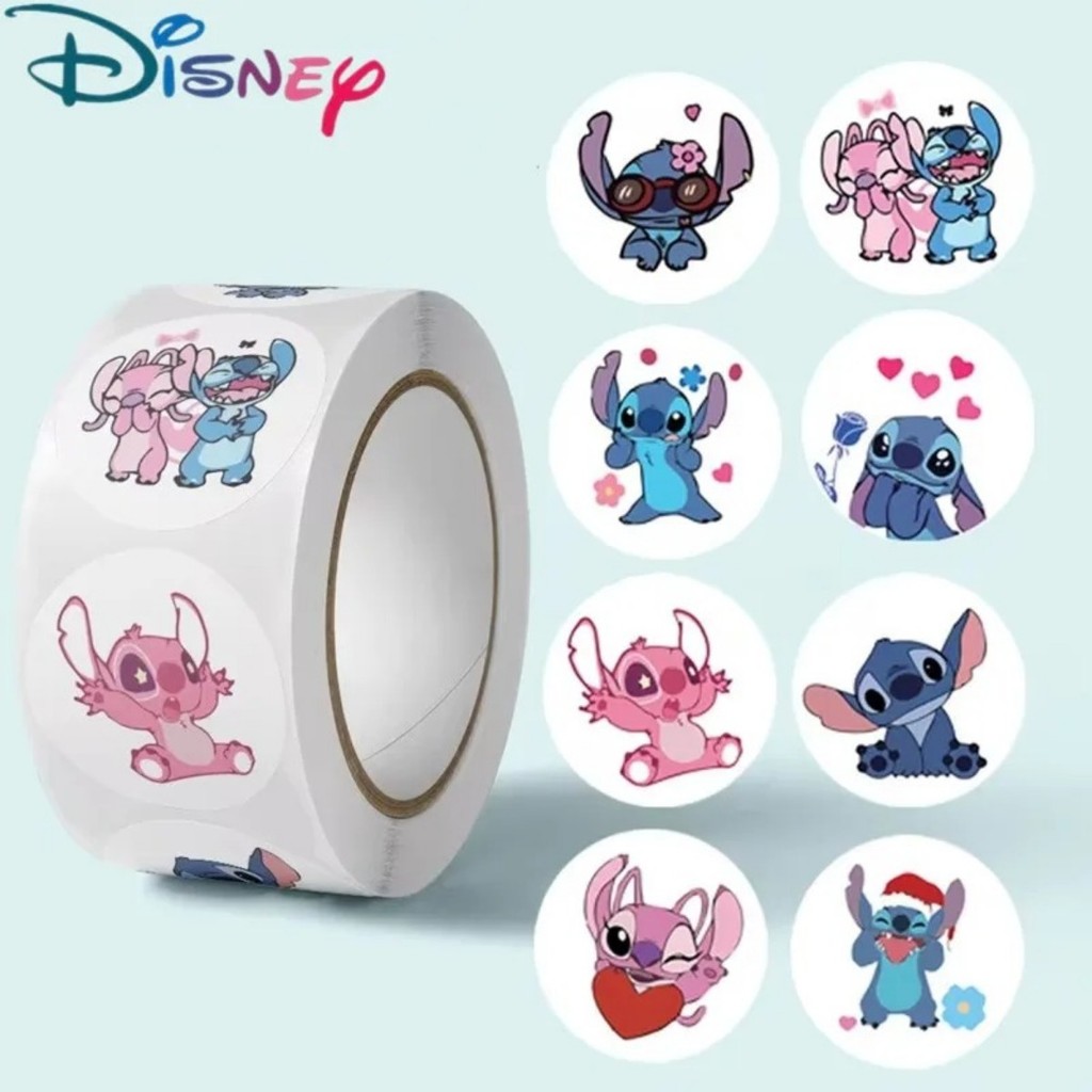 

Kawaii 500pcs Disney Stitch Diy Stickers Anime Seal Label Decorative Cartoon kids Party candy Stickers Rolls Stickers Toys