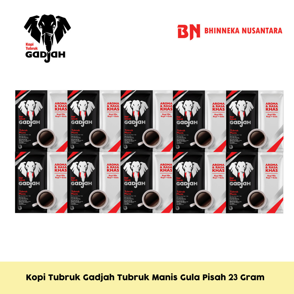 

Kopi Tubruk Gadjah Manis Plus Gula 23 Gram - 10 Pack