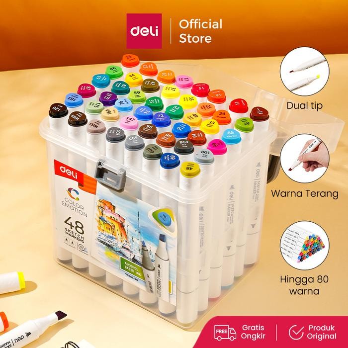

Promo Deli Spidol Sketsa / Sketch Marker 24 Hingga 80 Warna Dual Tip E70803 - 24 warna Terlaris