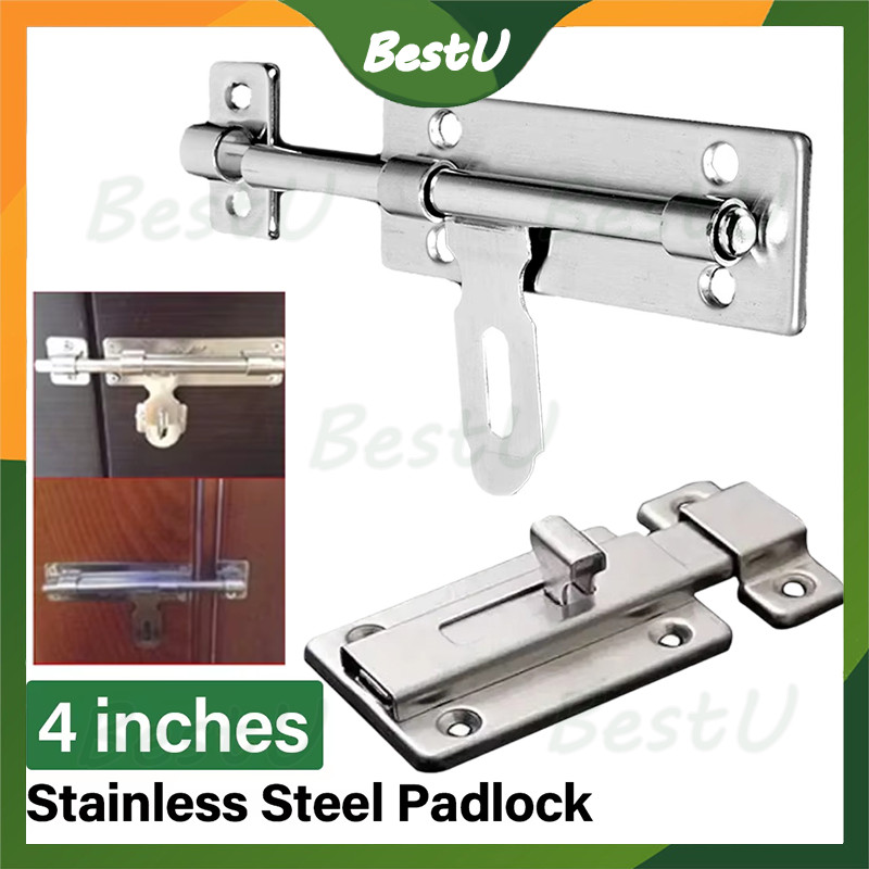 Kunci Pintu Jendela Grendel Stainless Slot Lebar Kamar Mandi 4 inch/ Grendel Slot Pintu Jendela Stai
