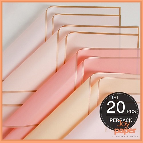 

PROMO!(1 PACK ISI 20 LEMBAR) Kertas Bunga Buket List Gold Emas Cellophane / Flower Wrapping Pack List Gold Kb10READY