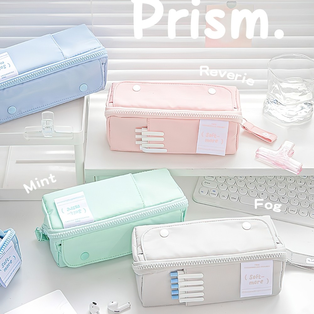 

Prism Pencil Case Pen Bag Sweet Color Large Capacity Soft More Pocket Storage Pouch for Stationery School F7446