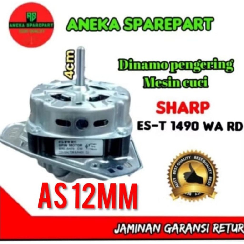 MOTOR SPIN/DINAMO PENGERING SHARP AS 12MM MESIN CUCI SHARP ES-T 1490 WA RD AS 12MM  ORIGINAL TEMBAGA