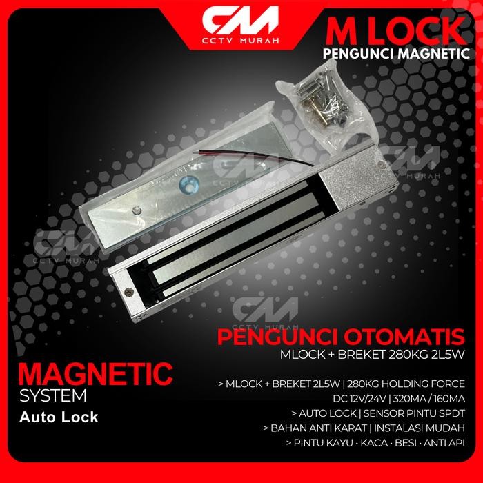 

Emlock Em Lock Magnetic Lock With Bracket Zl Braket 280 kg 600 lbs ada 2 Led Indikator 5 Kabel ( 1 set )