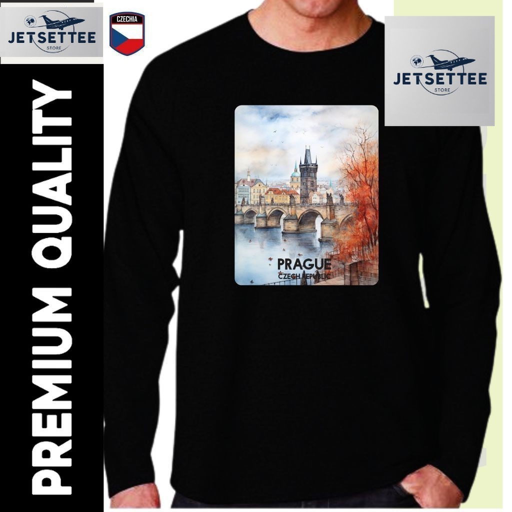 Kaos Oleh Oleh LENGAN PANJANG CZECH REPUBLIC T-Shirt Cotton Combed - SOUVENIR PREMIUM GIFT Jetset Te