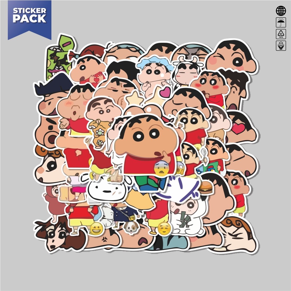 

[100PCS]Stiker Pack Stiker Kartun Shincan Aesthetic Vinyl Anti Air Dekorasi Sticker Laptop Buku Journal Koper Helm Casing HP Gitar Helm Skateboard