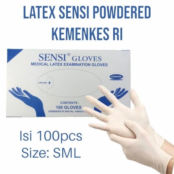 Handscoon / sarung tangan latex sensi powdered - L
