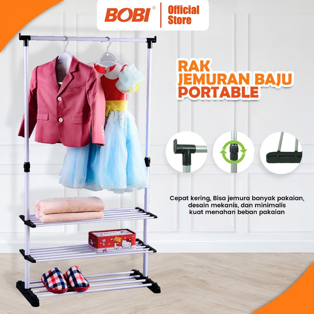COD Rak Jemuran  Portable / JEMURAN BAJU DOUBLE POOL RAK BESI STAINLEES / JEMURAN PAKAIAN - STAND HA