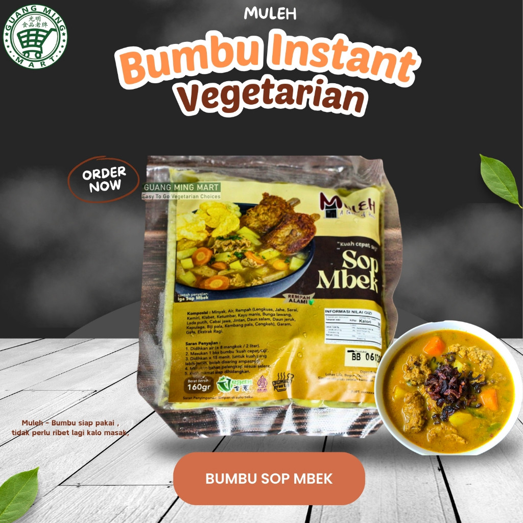 

Muleh Bumbu Sop Mbek Instan Vegetarian
