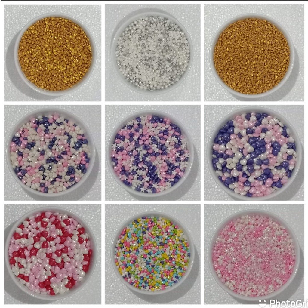 

*KA* SPRINKLE KUE TRIMIT / SPRINKLE MIX HATI / SPRINKLE MIX BINTANG / MUTIARA HIASAN KUE KEMASAN 10 GRAM NEW