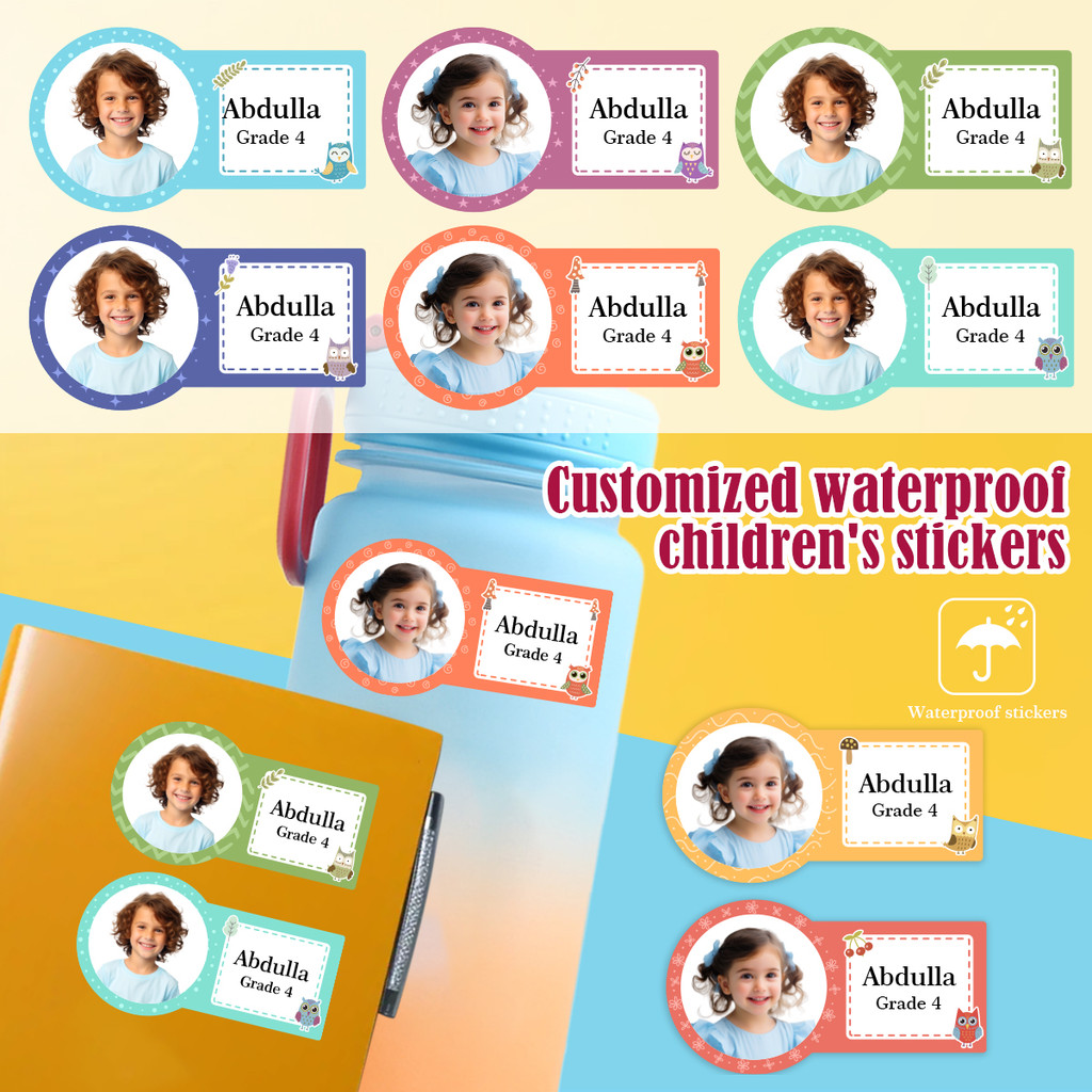 

Personalized Label Stickers - Custom Name Stickers for Water Bottles, Cups, and Children's Stationery Waterproof - ZP1