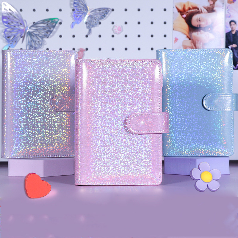 

Macaron Glitter Color A6 PU Leather DIY Binder Notebook Covers Diary Books Schedule Paper Covers School Stationery
