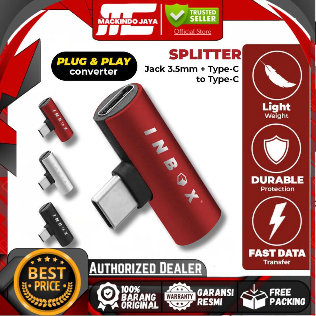 Splitter Speed Inbox TypeC 2in1 Audio Jack 3,5mm Konektor dan Charging Type C Android Murah