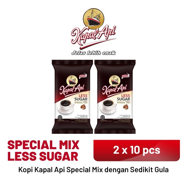 

Paket Spesial KAPAL API Special Mix Less Sugar 2 Pack (10 x 21 gr)