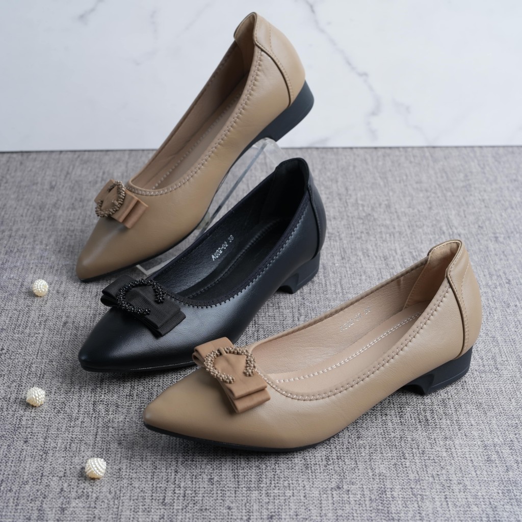 Peter Keiza Sepatu Pantofel Wedges Wanita dengan Pita Formal AS02-02