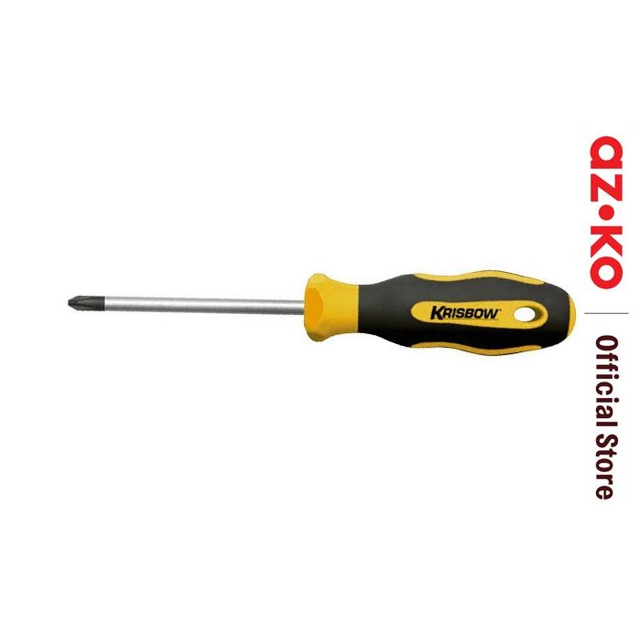 AZKO Krisbow Obeng Plus 6.5x400 Mm - Merah Screwdriver Alat Perkakas Peralatan Oto Perlengkapan Bang
