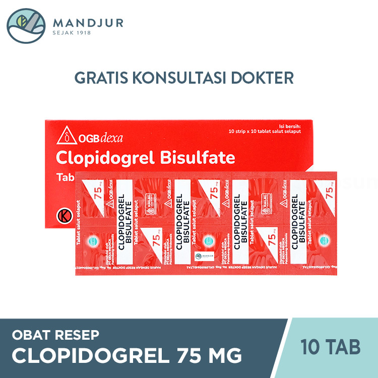 Clopidogrel OGB Dexa 75 mg Strip 10 Tablet