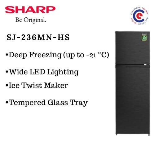 Kulkas 2 Pintu 200 Liter Sharp Dark Silver SJ-236MN-HS