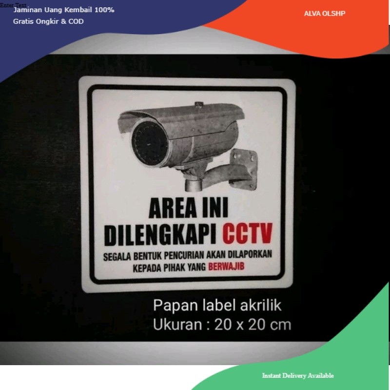 

stiker Sign tulisan area ini di lengkapi cctv sticker area dipantau cctv