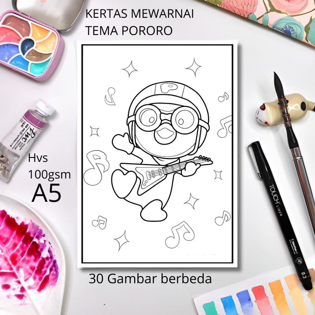 

30 Gambar Kertas mewarnai anak / Coloring / Sketa Tema Pororoclaraa aurel