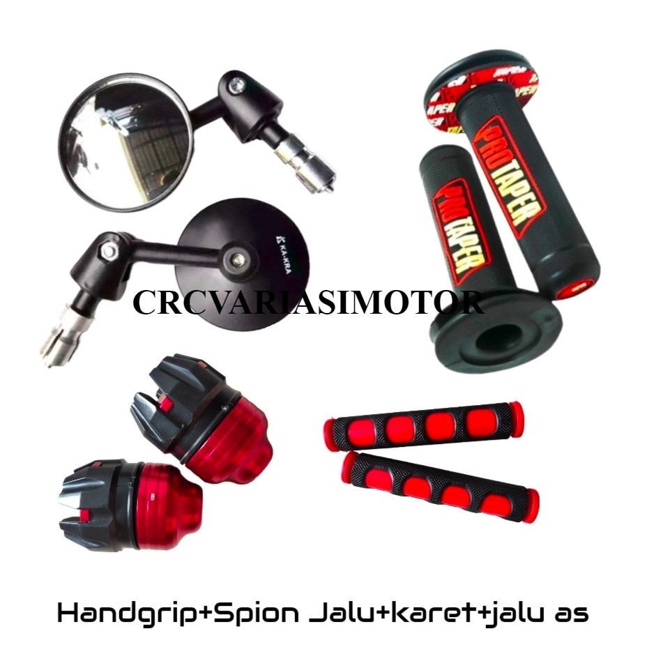 PAKET 4IN1 HANDGRIP SARUNG GAS DONAT protaper + SPION JALU BULAT+KARET+JALU AS COCOK BUAT SEMUA MOTO