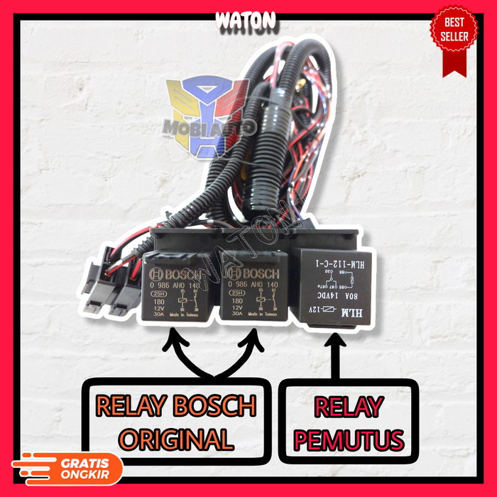 (AM) Kabel Relay Set BOSCH Lampu H4 Mobil - Varian 3 Relay