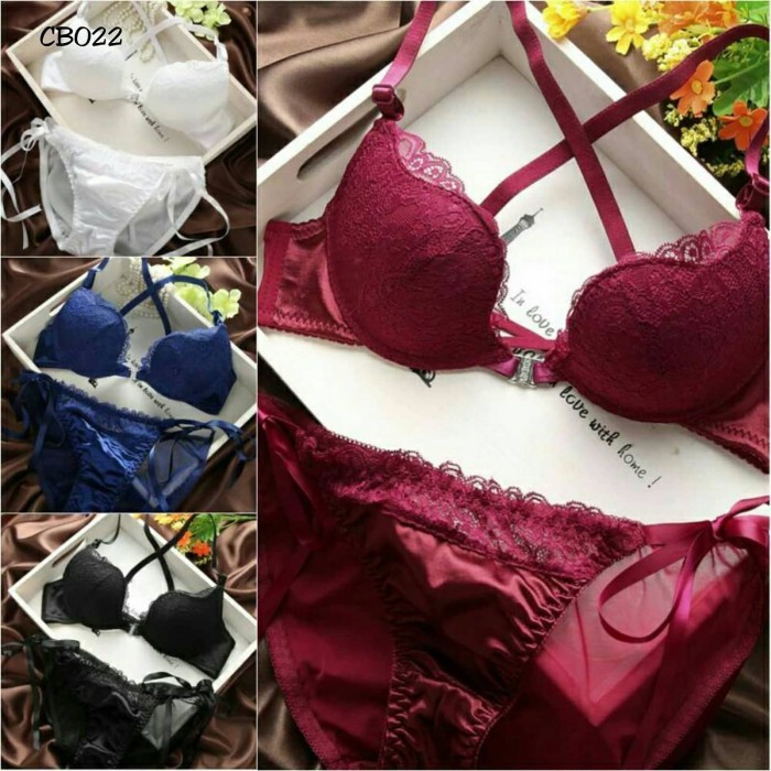 ✨LARIS✨ -Bra Set BH + Celana Dalam Wanita Sexy Elegant Import Model Lingerie - Pink, 32