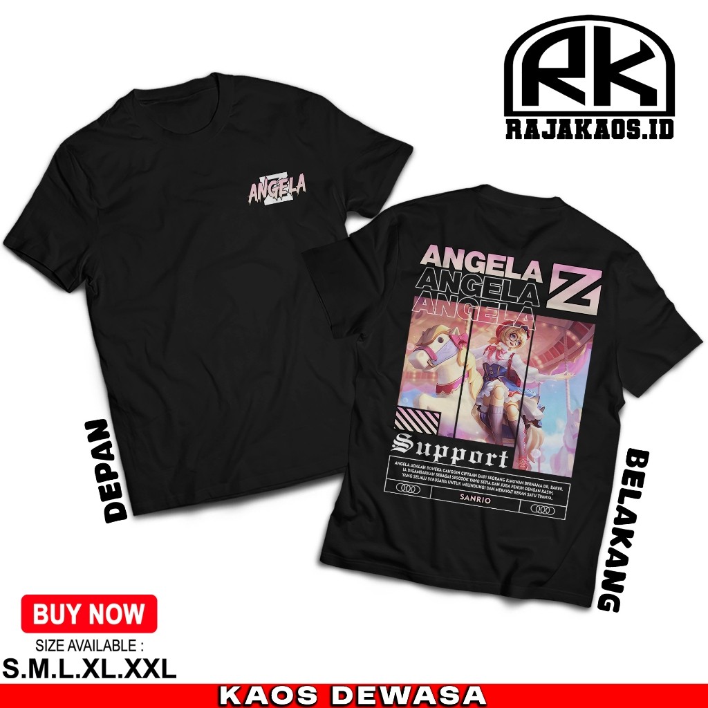 KAOS MOBILE LEGEND ANGELA SANRIO  - KAOS ANGELA SUPPORT - KAOS ML VIRAL - COMBED 30S