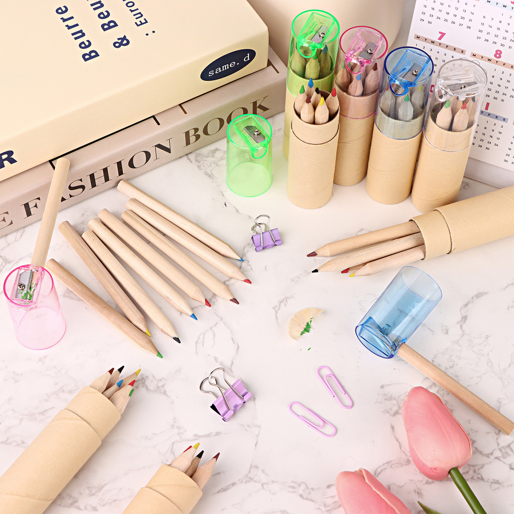 

32 Pack Mini Drawing Colored Pencils With Sharpener Mini Drawing Pencils Set For Kids 3.3inch Short Fat Color Pencils In Tube Co