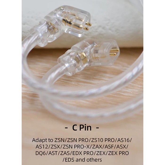 (PROMO) Kabel Cable KZ Upgrade KZ Silver Plated Cable with Mic KZ ZSN PRO X - FLAT PIN C