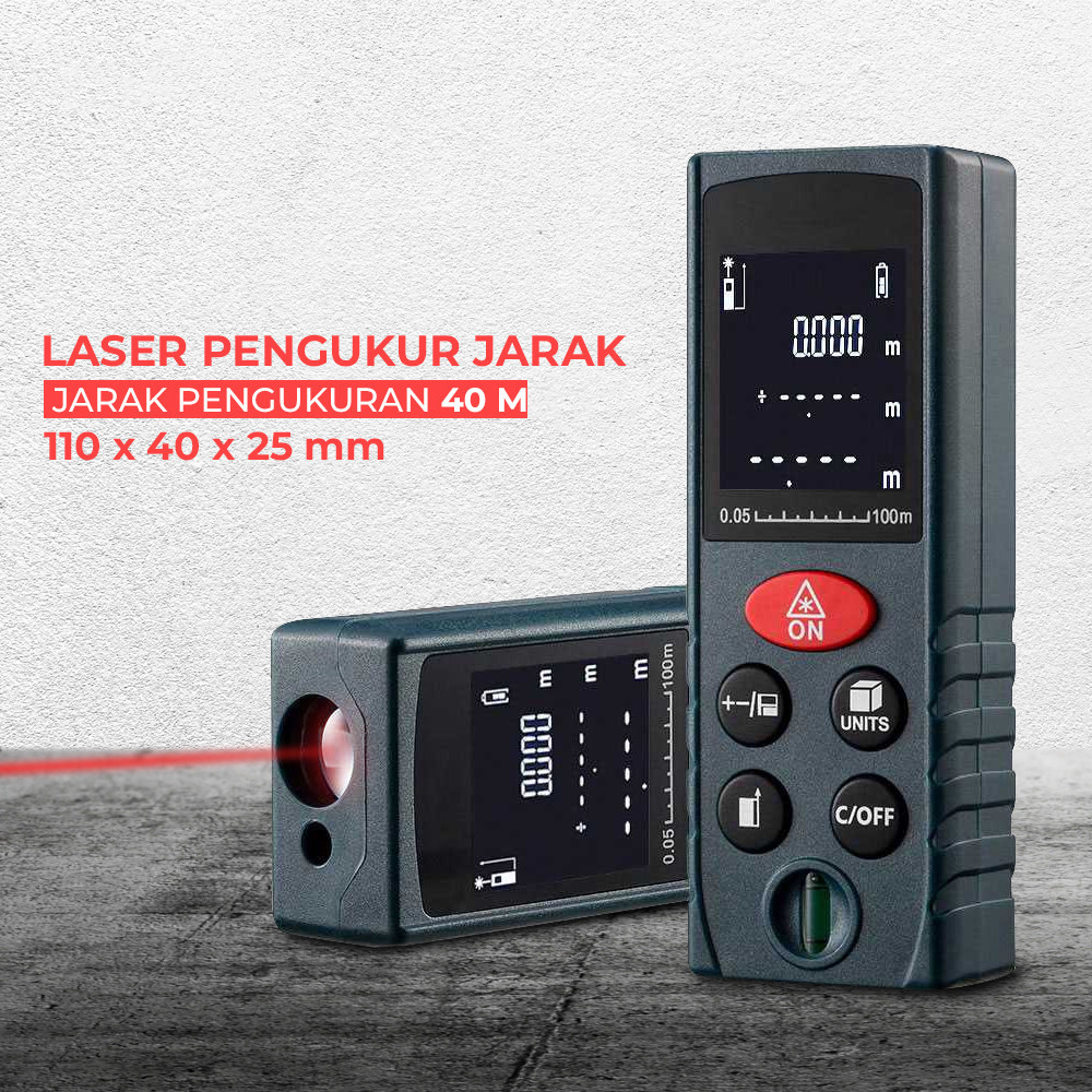 

- Pengukur Jarak Laser Portable Distance Meter 620-690nm - D201 -