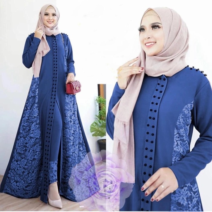 SETELAN ANNA NAVY TUNIK SET CELANA PANJANG MEWAH MURAH AT