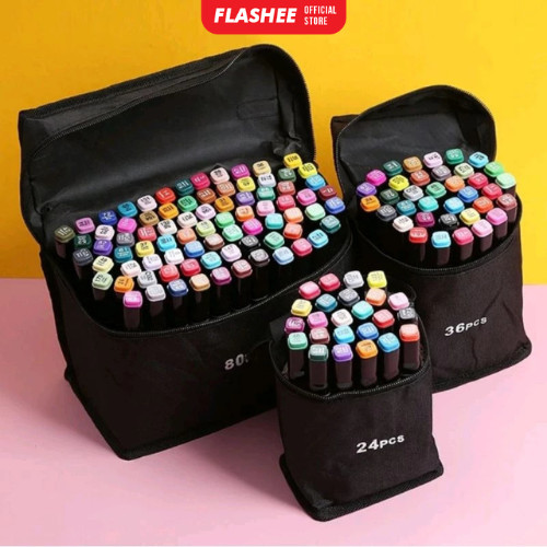 

Flashee Spidol Warna Warni 1 Set Sketch Marker 2 Tip Touch Marker