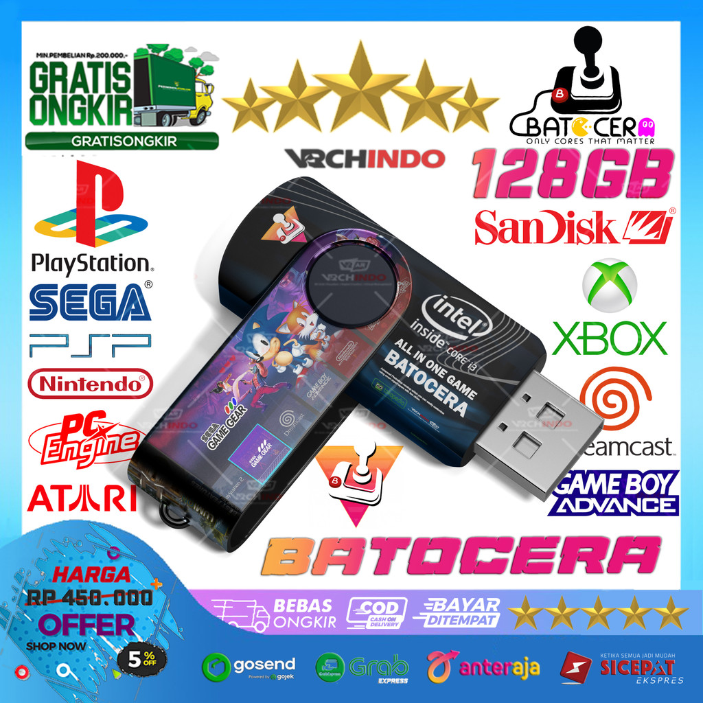 All in One Games Konsol Retro - Flashdisk Game Batocera / Retrobat Emulator 