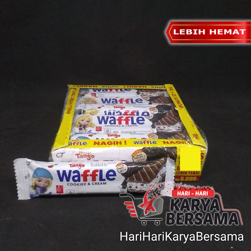 

MAKANAN RINGAN TANGO WAFFLE COOKIES & CREAM PER-BOX ISI 12'S X 25GR