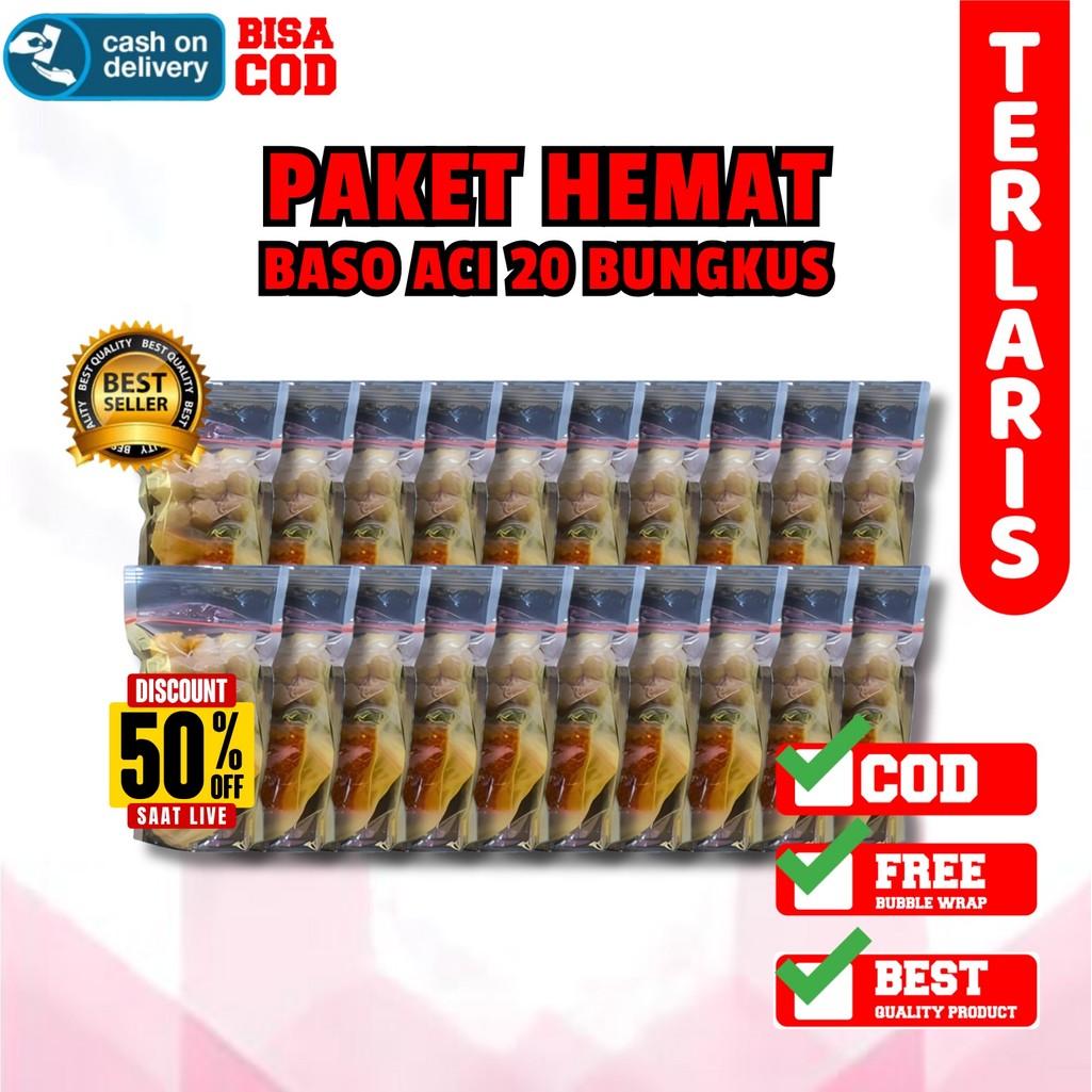 

20 BUNGKUS BASO ACI PAKET HEMAT USAHA HOTPOT INSTAN Food Kaldu Pedas Makanan