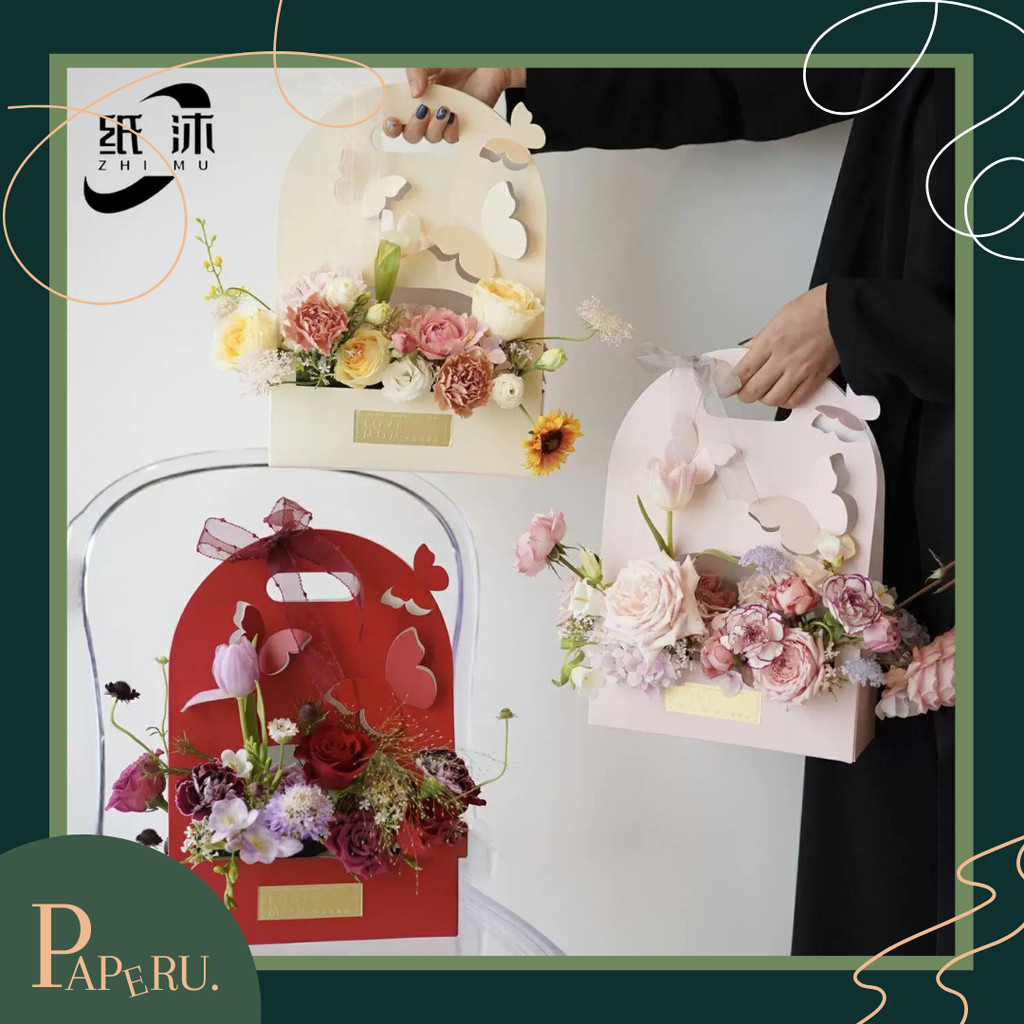 

[PAPERU] Butterflies Carryable Fower Box Kotak Bunga Kupu kupu Box Bunga Florist