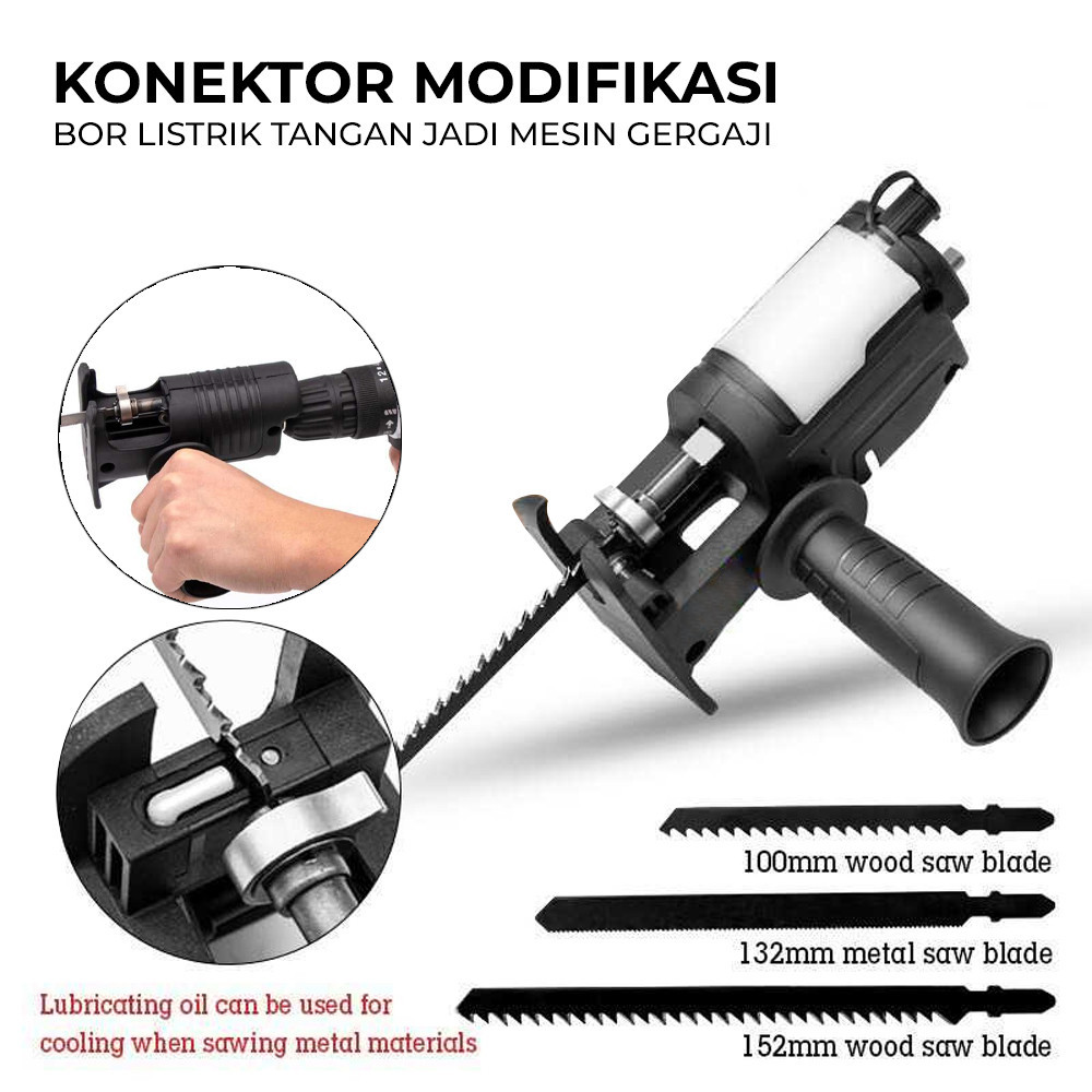 

- XMSJ Konektor Modifikasi Bor Listrik Jadi Mesin Gergaji Drill Adapter - E14968 -